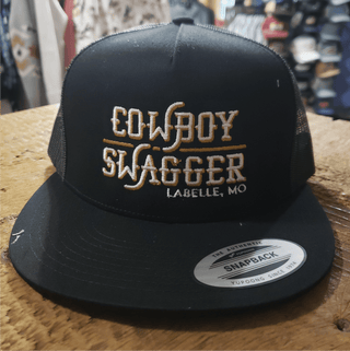 Cowboy Swagger Flat Bill Cap Black – Black Snapback Western Ball Cap - Cowboy SwaggerCowboy Swagger Flat Bill Cap Black – Black Snapback Western Ball Cap