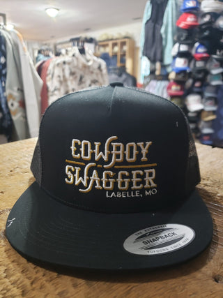 Cowboy Swagger Flat Bill Cap Black – Black Snapback Western Ball Cap - Cowboy SwaggerCowboy Swagger Flat Bill Cap Black – Black Snapback Western Ball Cap