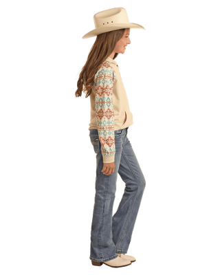 Cowboy Swagger Rock and Roll Girls Medium Vintage Cowhide Applique Mid Rise Bootcut