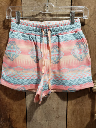 Cowboy Swagger Rock And Roll Peach Aztec Print Shorts