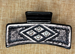 Cowboy Swagger Accesories Tooled Leather Claw Clip Beaded Diamond