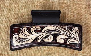 Cowboy Swagger Accesories Tooled Leather Claw Clip Original Tooled