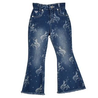 Cowgirl Hardware Girls Buck N’ Boots Raw Hem Flare Jeans - Cowboy SwaggerCowgirl Hardware Girls Buck N’ Boots Raw Hem Flare JeansGirls