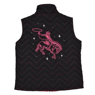 Cowgirl Hardware Girls’ Buckin Boots Black Quilted Vest - Cowboy SwaggerCowgirl Hardware Girls’ Buckin Boots Black Quilted VestGirls