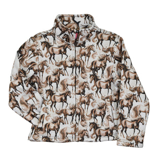 Cowgirl Hardware Girls’ White Horse Herd Print Softshell Jacket - Cowboy SwaggerCowgirl Hardware Girls’ White Horse Herd Print Softshell JacketGirls
