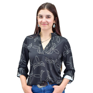 Cowgirl Hardware Women’s Black Boot Stitch 3/4 Sleeve Hi-Lo Tunic Top - Cowboy SwaggerCowgirl Hardware Women’s Black Boot Stitch 3/4 Sleeve Hi-Lo Tunic TopWomen's Tops
