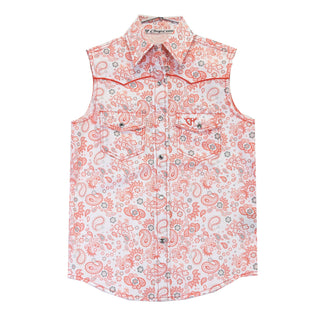 Cowgirl Hardware Youth Fun Paisley Sleeveless Print Shirt Coral - Cowboy SwaggerCowgirl Hardware Youth Fun Paisley Sleeveless Print Shirt CoralGirls