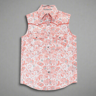Cowgirl Hardware Youth Fun Paisley Sleeveless Print Shirt Coral - Cowboy SwaggerCowgirl Hardware Youth Fun Paisley Sleeveless Print Shirt CoralGirls