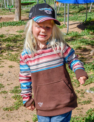 Cowgirl Hardware Youth Serape Yoke Hoodie Chocolate - Cowboy SwaggerCowgirl Hardware Youth Serape Yoke Hoodie ChocolateGirls