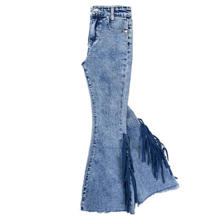 Cowgirl Hardware Youth Side Fringe Flare Leg Light Wash Jean - Cowboy SwaggerCowgirl Hardware Youth Side Fringe Flare Leg Light Wash Jean