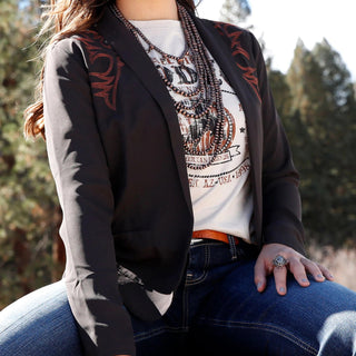 Cruel Girl Womens Brown Boot Stitch Blazer - Cowboy SwaggerCruel Girl Womens Brown Boot Stitch Blazer