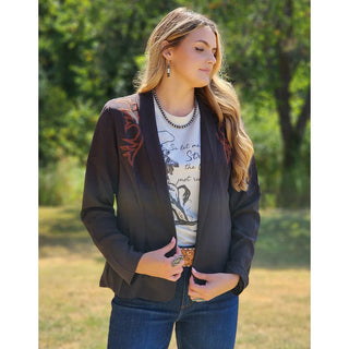 Cruel Girl Womens Brown Boot Stitch Blazer - Cowboy SwaggerCruel Girl Womens Brown Boot Stitch Blazer