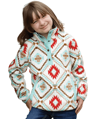 Cruel Girls’ Cream & Mint Aztec Fleece Pullover - Cowboy SwaggerCruel Girls’ Cream & Mint Aztec Fleece PulloverGirls