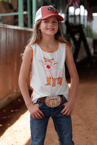 Cruel Girl’s Cream Pig Tank - Cowboy SwaggerCruel Girl’s Cream Pig TankGirls