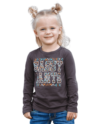 Cruel Toddler Girls’ Brown Sassy Pants Long Sleeve Western Top - Cowboy SwaggerCruel Toddler Girls’ Brown Sassy Pants Long Sleeve Western TopGirls