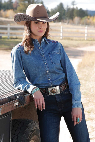 Cruel Women's Denim Long Sleeve Snap - Cowboy SwaggerCruel Women's Denim Long Sleeve SnapShirts & Tops