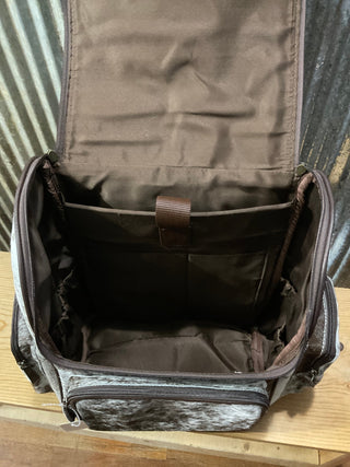 Custom Western Cowboy Sunrise Backpack – Hand - Painted Leather Flap with Hair - On Hide and Tooled Straps - Cowboy SwaggerCustom Western Cowboy Sunrise Backpack – Hand - Painted Leather Flap with Hair - On Hide and Tooled Straps