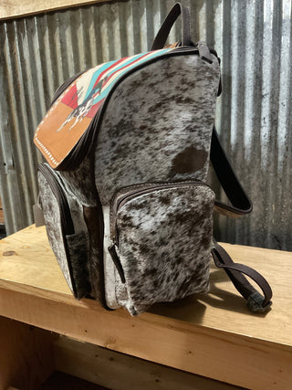 Custom Western Cowboy Sunrise Backpack – Hand - Painted Leather Flap with Hair - On Hide and Tooled Straps - Cowboy SwaggerCustom Western Cowboy Sunrise Backpack – Hand - Painted Leather Flap with Hair - On Hide and Tooled Straps