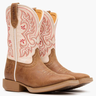 Durango Kids Shyloh Western Boots – Brown Foot with Cream Top – Girls’ Cowgirl Boots for Rodeo, Ranch & Everyday Wear - Cowboy SwaggerDurango Kids Shyloh Western Boots – Brown Foot with Cream Top – Girls’ Cowgirl Boots for Rodeo, Ranch & Everyday Wear