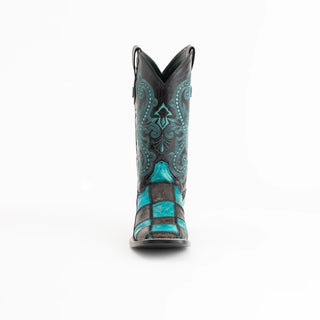 Ferrini Women's Patchwork Western Boot Black/Teal - Cowboy SwaggerFerrini Women's Patchwork Western Boot Black/TealBoots