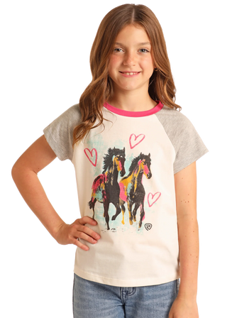 Girls’ Horse Love Graphic Tee – Short Sleeve Western T-Shirt S25310177 - Cowboy SwaggerGirls’ Horse Love Graphic Tee – Short Sleeve Western T-Shirt S25310177