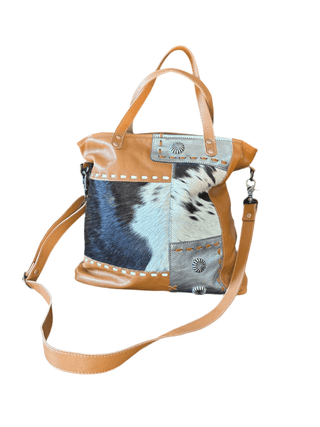 Hair - On Hide & Caramel Leather Shoulder Bag – Western Asymmetrical S8383 - Cowboy SwaggerHair - On Hide & Caramel Leather Shoulder Bag – Western Asymmetrical S8383