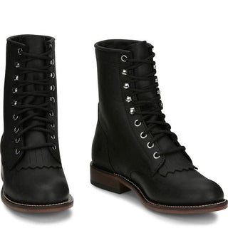 Justin Women's McKean 7" Lace - Up Roper Black - Cowboy SwaggerJustin Women's McKean 7" Lace - Up Roper BlackBoots