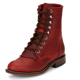 Justin Womens McKean 7" Lace - Up Roper Red - Cowboy SwaggerJustin Womens McKean 7" Lace - Up Roper RedBoots