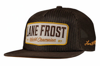 Lane Frost Trailblazer Trucker Cap – World Champion ’87 Brown Mesh Snapback Hat - Cowboy SwaggerLane Frost Trailblazer Trucker Cap – World Champion ’87 Brown Mesh Snapback Hat