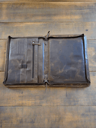 Leather Longhorn Tooled Document Folder - Cowboy SwaggerLeather Longhorn Tooled Document FolderAccesories