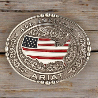 M&F Western Belts Ariat Oval All American Antique Silver