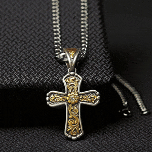 M&F Western Necklaces Twister Mens Gold Cross Necklace