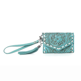 Myra Elise Hand Tooled Leather Wristlet Wallet – Lagoon Trail Turquoise - Cowboy SwaggerMyra Elise Hand Tooled Leather Wristlet Wallet – Lagoon Trail TurquoiseHandbags, Wallets & Cases