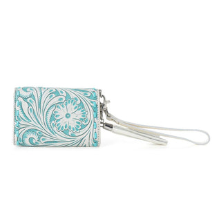 Myra Elise Hand Tooled Leather Wristlet Wallet – Western Cyan - Cowboy SwaggerMyra Elise Hand Tooled Leather Wristlet Wallet – Western CyanHandbags, Wallets & Cases