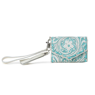 Myra Elise Hand Tooled Leather Wristlet Wallet – Western Cyan - Cowboy SwaggerMyra Elise Hand Tooled Leather Wristlet Wallet – Western CyanHandbags, Wallets & Cases