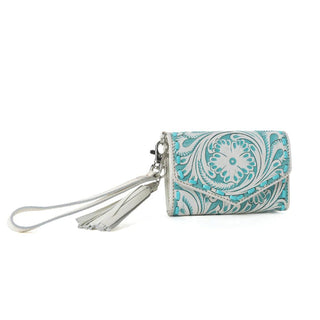 Myra Elise Hand Tooled Leather Wristlet Wallet – Western Cyan - Cowboy SwaggerMyra Elise Hand Tooled Leather Wristlet Wallet – Western CyanHandbags, Wallets & Cases