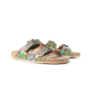 Myra Hand Tooled Falling Feather Sandals - Cowboy SwaggerMyra Hand Tooled Falling Feather Sandals