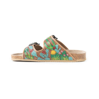 Myra Hand Tooled Falling Feather Sandals - Cowboy SwaggerMyra Hand Tooled Falling Feather Sandals