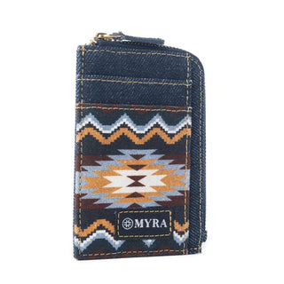 Myra Nava Indigo Boot Card Holder – Vintage Denim Aztec Print - Cowboy SwaggerMyra Nava Indigo Boot Card Holder – Vintage Denim Aztec Print