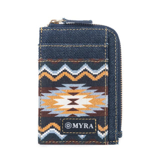 Myra Nava Indigo Boot Card Holder – Vintage Denim Aztec Print - Cowboy SwaggerMyra Nava Indigo Boot Card Holder – Vintage Denim Aztec Print