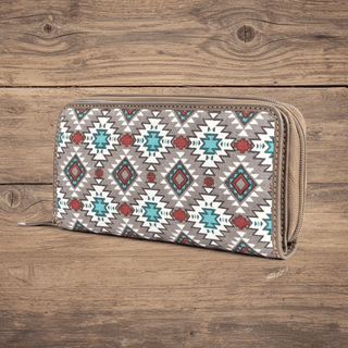 Myra Payton Hill Western Wallet – Upcycled Woven Canvas and Smokey Taupe Leather Women’s Wallet - Cowboy SwaggerMyra Payton Hill Western Wallet – Upcycled Woven Canvas and Smokey Taupe Leather Women’s Wallet