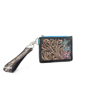 Myra Pride of the Prickly Pears Three - Flower Tooled Leather Card Wallet with Wristlet - Cowboy SwaggerMyra Pride of the Prickly Pears Three - Flower Tooled Leather Card Wallet with Wristlet