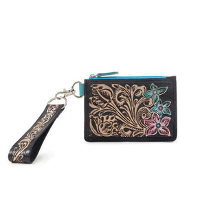 Myra Pride of the Prickly Pears Three - Flower Tooled Leather Card Wallet with Wristlet - Cowboy SwaggerMyra Pride of the Prickly Pears Three - Flower Tooled Leather Card Wallet with Wristlet
