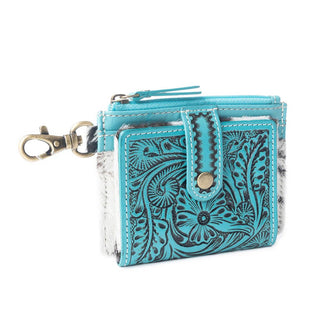 Myra Wildflowers of the Prairie Card Holder – Turquoise Tooled Leather & Hair - On Hide - Cowboy SwaggerMyra Wildflowers of the Prairie Card Holder – Turquoise Tooled Leather & Hair - On Hide