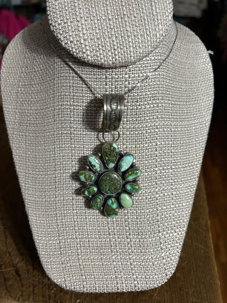 Navajo Handmade Sterling Silver Sonoran Gold Turquoise Pendant - Cowboy SwaggerNavajo Handmade Sterling Silver Sonoran Gold Turquoise PendantNecklaces