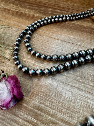 NFR Collection Necklace – Graduated Sterling Silver Pearls 6mm to 16mm – 45" - Cowboy SwaggerNFR Collection Necklace – Graduated Sterling Silver Pearls 6mm to 16mm – 45"Necklaces