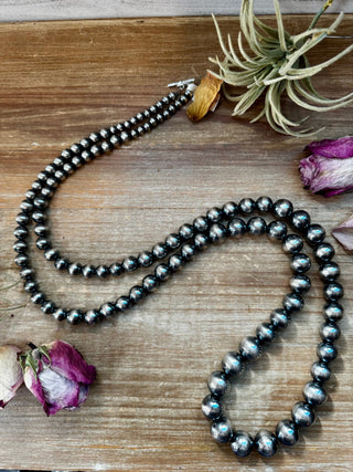 NFR Collection Necklace – Graduated Sterling Silver Pearls 6mm to 16mm – 45" - Cowboy SwaggerNFR Collection Necklace – Graduated Sterling Silver Pearls 6mm to 16mm – 45"Necklaces