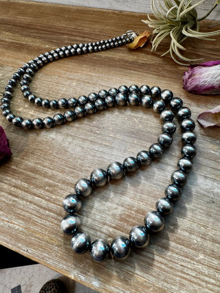 NFR Collection Necklace – Graduated Sterling Silver Pearls 6mm to 16mm – 45" - Cowboy SwaggerNFR Collection Necklace – Graduated Sterling Silver Pearls 6mm to 16mm – 45"Necklaces