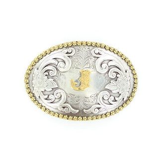 Nocona Antique Silver Initial Belt Buckle – Personalized Gold Letter - Cowboy SwaggerNocona Antique Silver Initial Belt Buckle – Personalized Gold LetterBelt Buckles