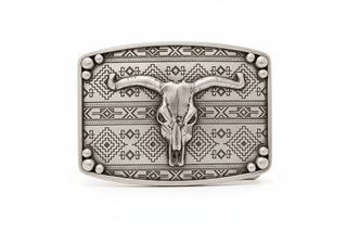 Nocona Aztec Skull Belt Buckle Silver - Cowboy SwaggerNocona Aztec Skull Belt Buckle Silver